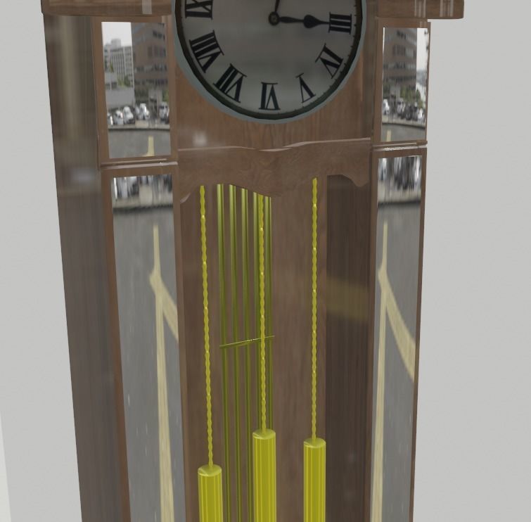 Clock grandfather Low-poly 3D model_6