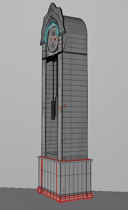 Clock grandfather Low-poly 3D model_10