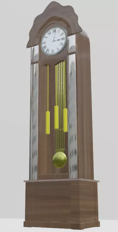 Clock grandfather Low-poly 3D model_0