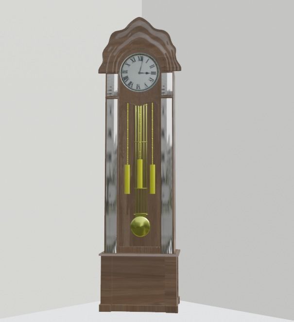 Clock grandfather Low-poly 3D model_1