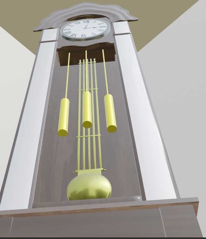 Clock grandfather Low-poly 3D model_5