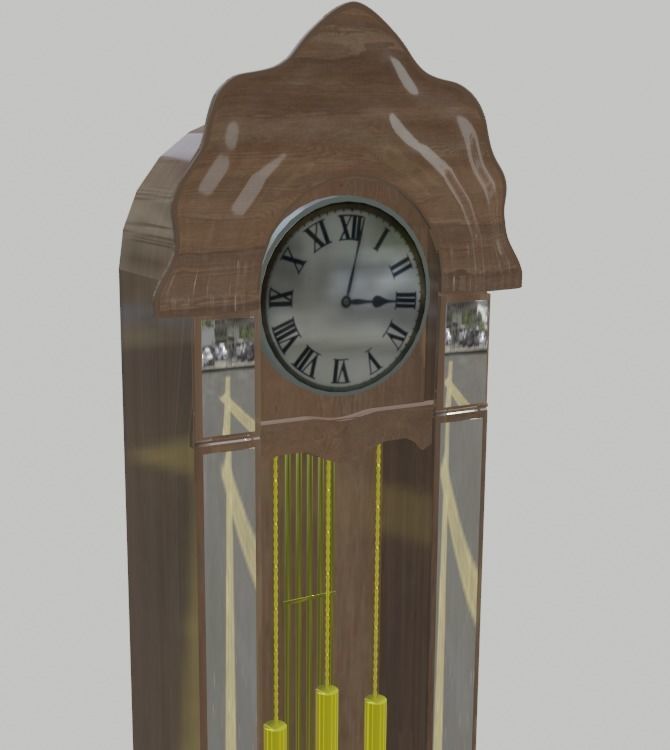 Clock grandfather Low-poly 3D model_7