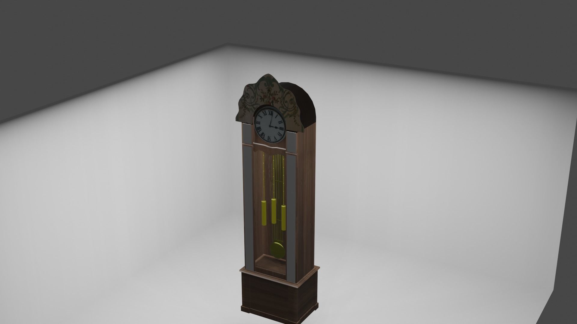 Clock grandfather Low-poly 3D model_2