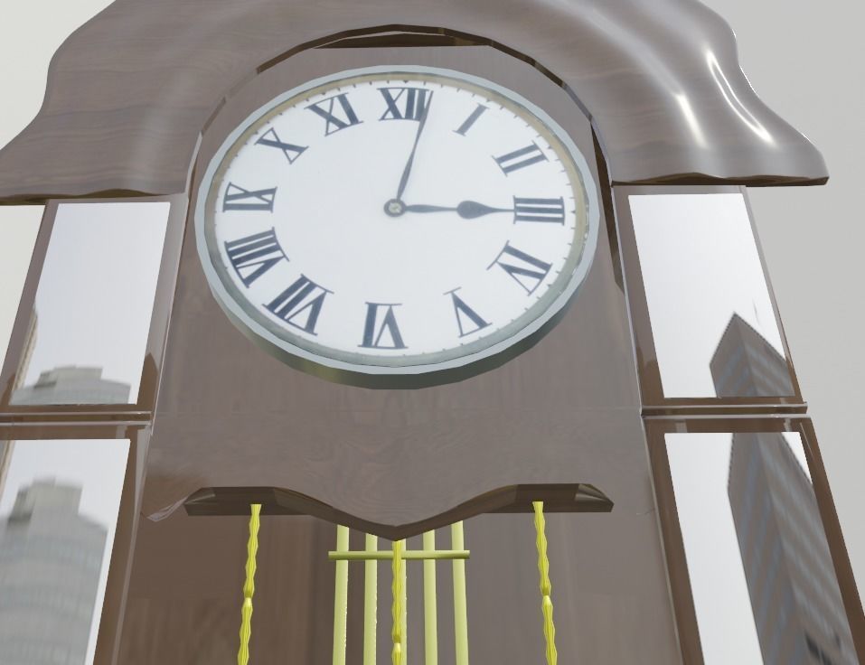 Clock grandfather Low-poly 3D model_8