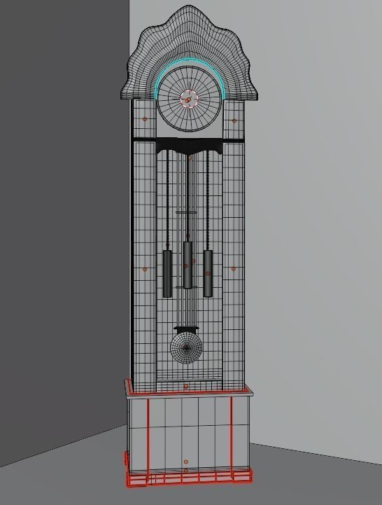 Clock grandfather Low-poly 3D model_9