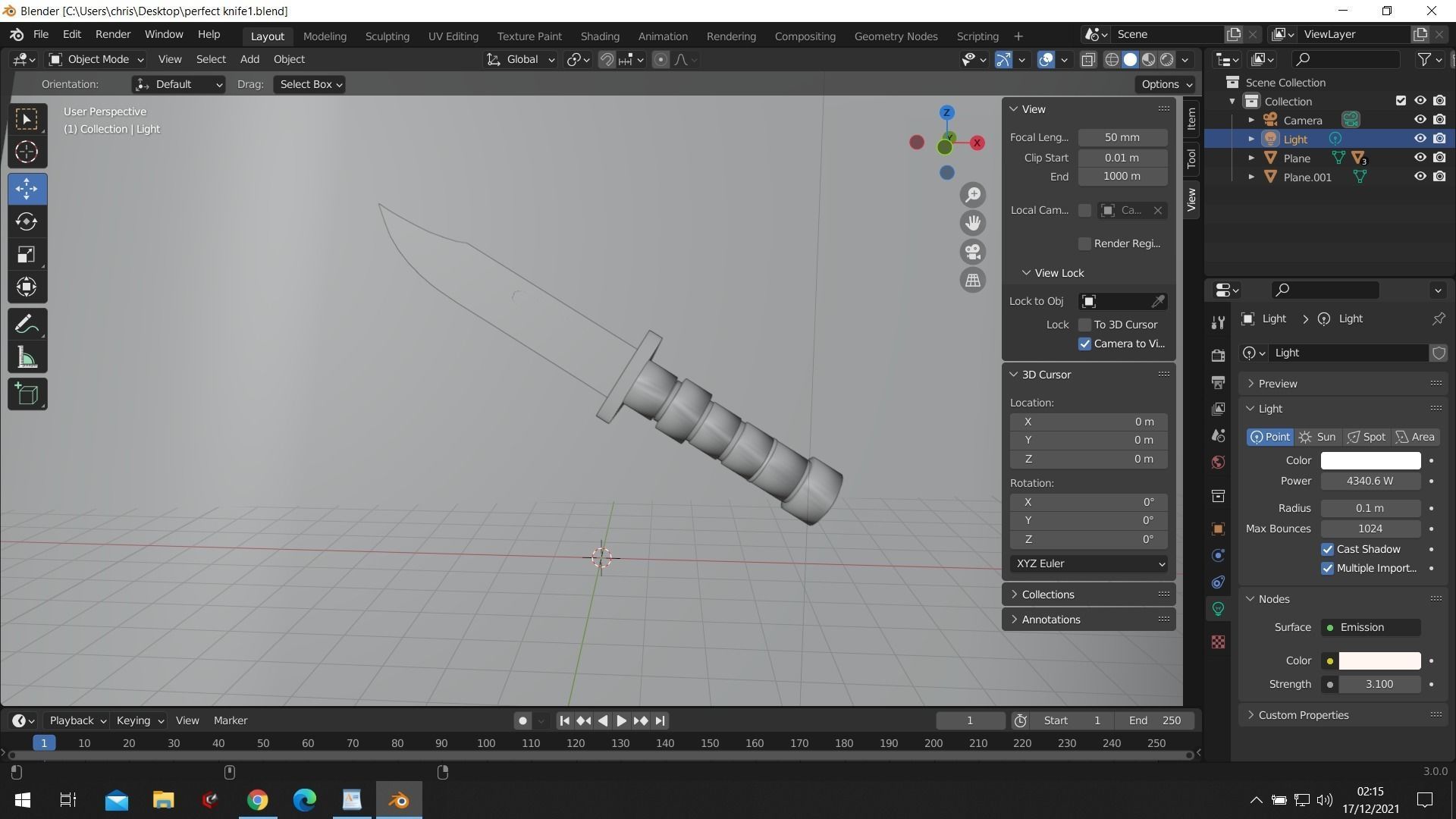 Combat Hunting Knife 3D model_6