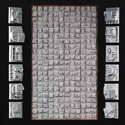 Panel Big decorative cube Hieroglyphs  n5