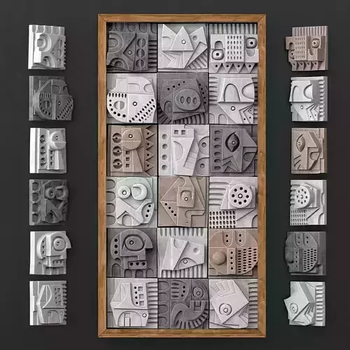Panel Medium decorative cube Hieroglyphs n6 3D model
