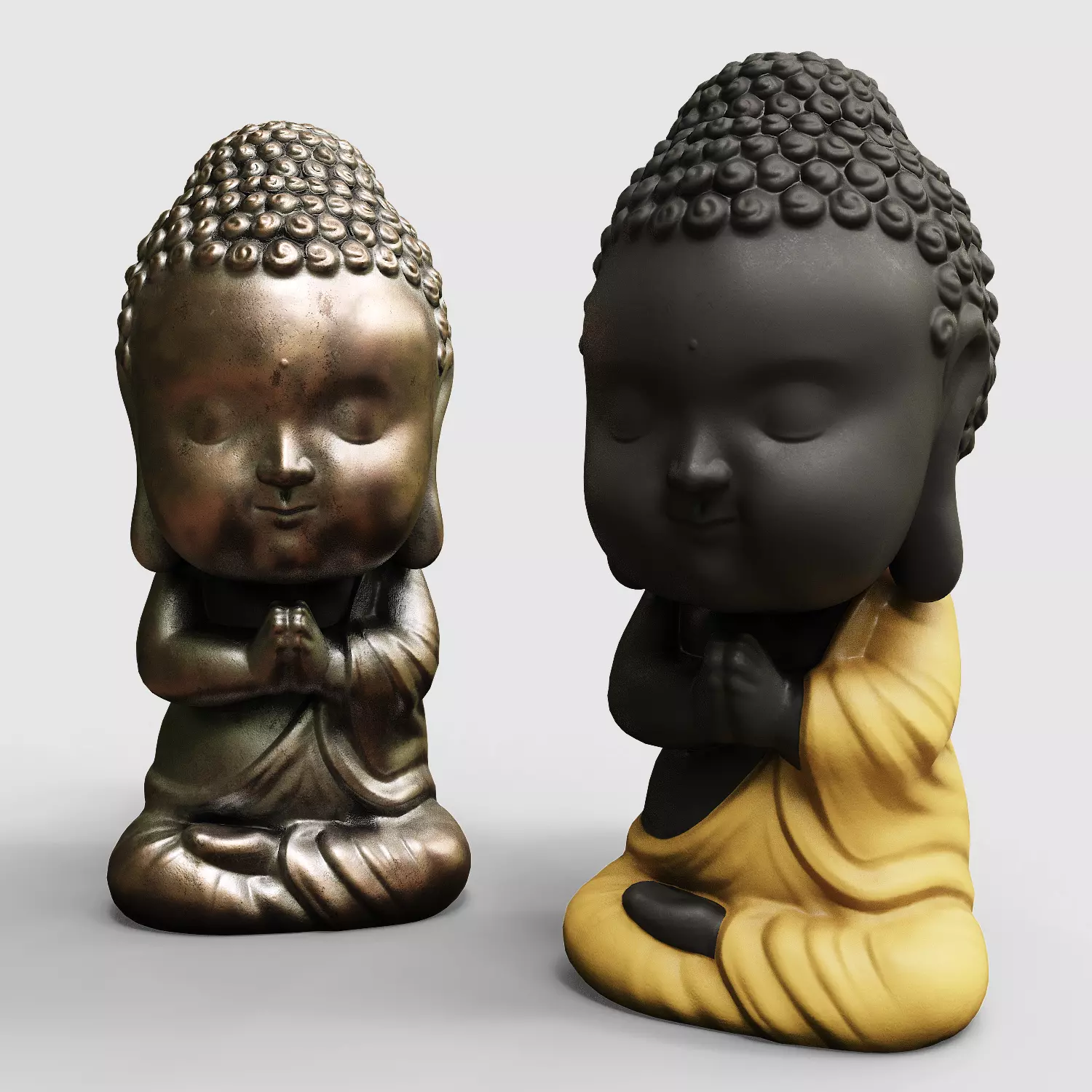 Baby Buddha figurine Low-poly 3D model_0