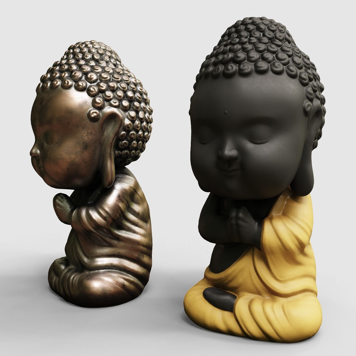 Baby Buddha figurine Low-poly 3D model_2