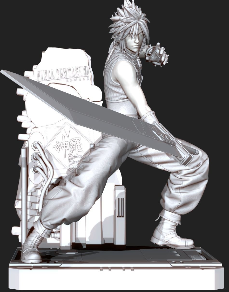 Cloud Strife Final Fantasy VII REMAKE HIDEF KEYED 3D PRINT MODEL 3D print model_13