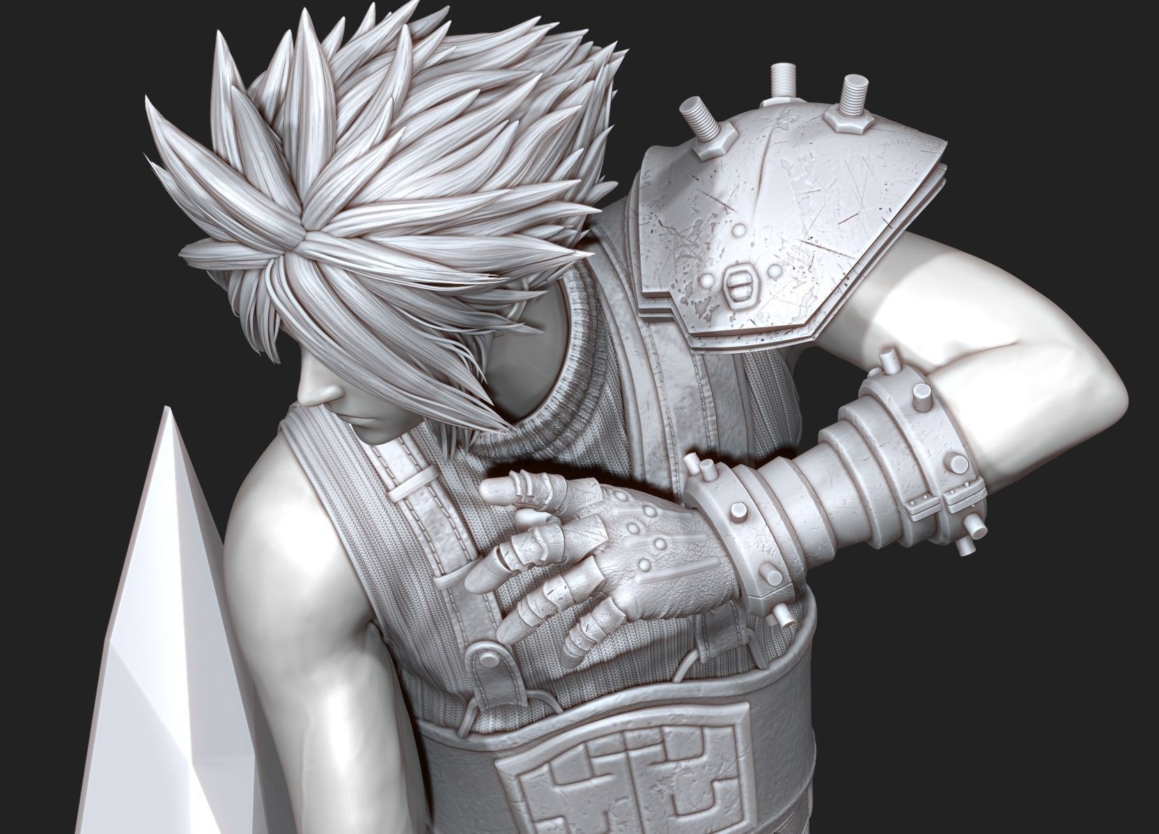 Cloud Strife Final Fantasy VII REMAKE HIDEF KEYED 3D PRINT MODEL 3D print model_4