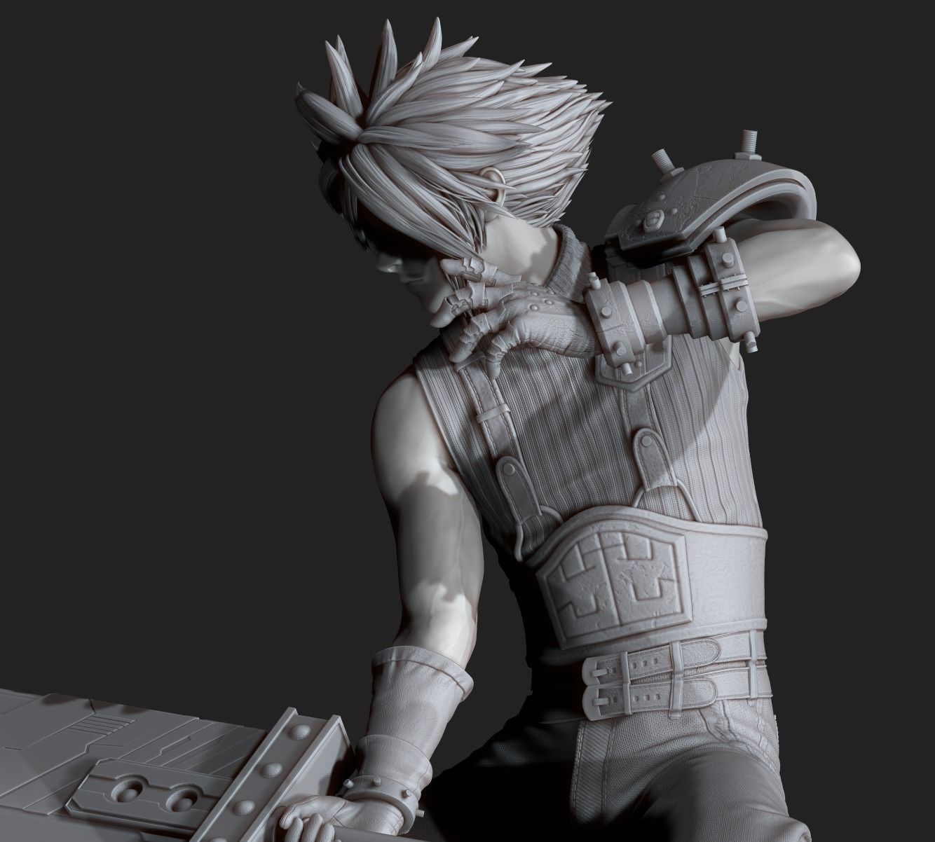 Cloud Strife Final Fantasy VII REMAKE HIDEF KEYED 3D PRINT MODEL 3D print model_3