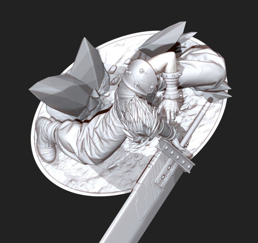 Cloud Strife Final Fantasy VII REMAKE HIDEF KEYED 3D PRINT MODEL 3D print model_10