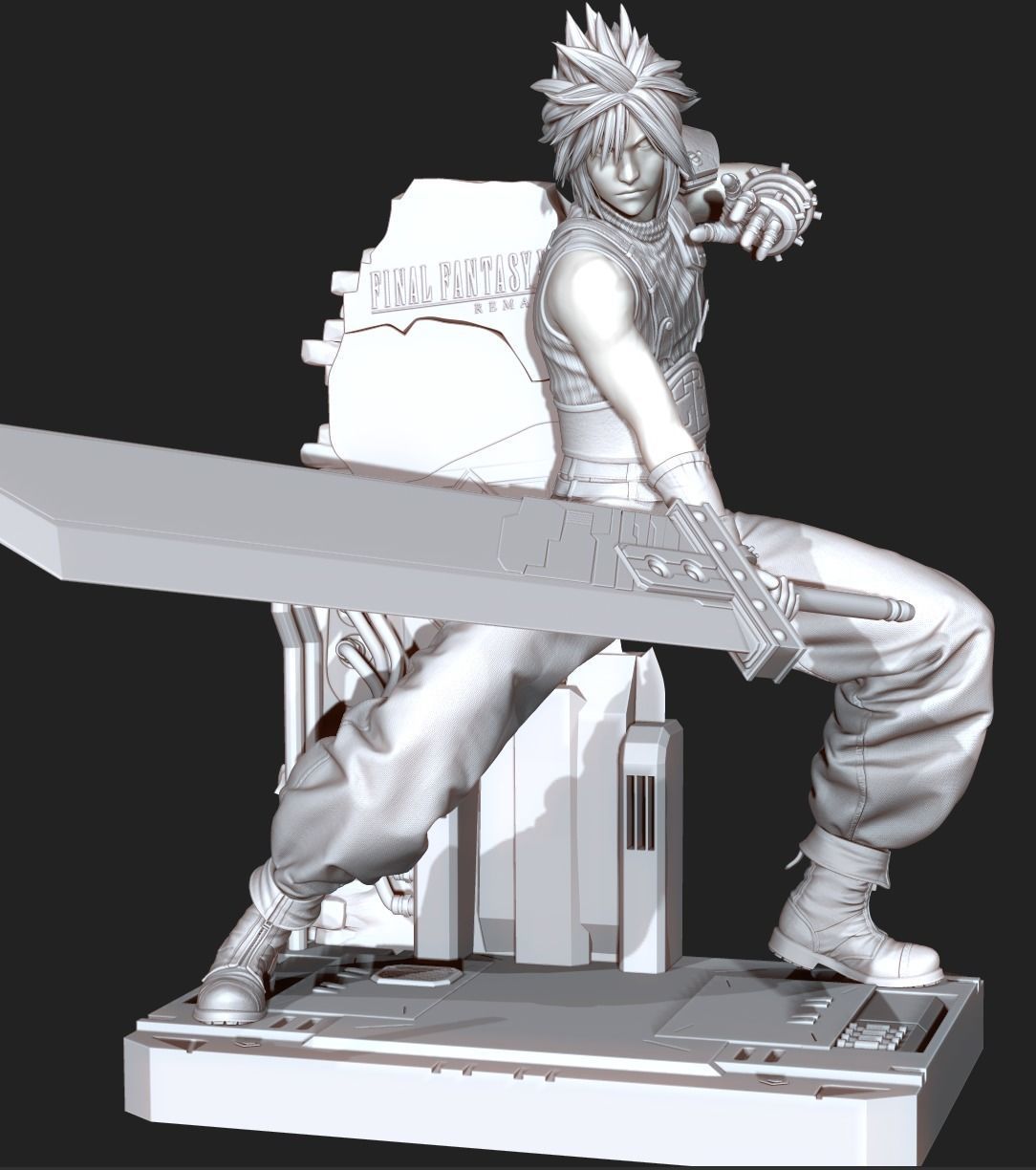 Cloud Strife Final Fantasy VII REMAKE HIDEF KEYED 3D PRINT MODEL 3D print model_12