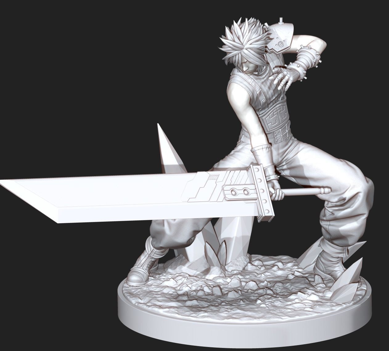 Cloud Strife Final Fantasy VII REMAKE HIDEF KEYED 3D PRINT MODEL 3D print model_9