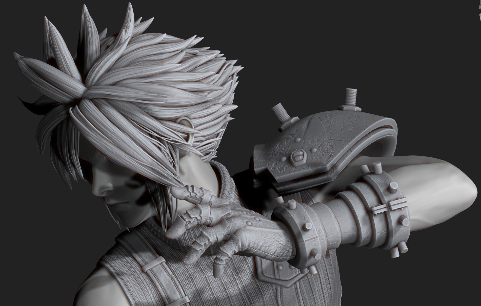 Cloud Strife Final Fantasy VII REMAKE HIDEF KEYED 3D PRINT MODEL 3D print model_1