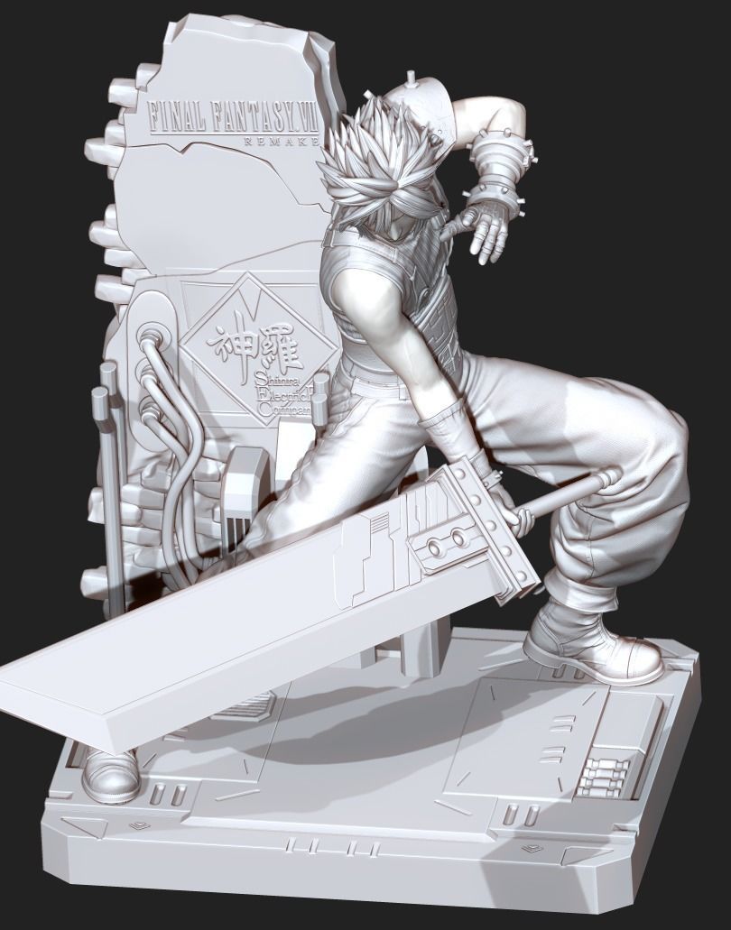Cloud Strife Final Fantasy VII REMAKE HIDEF KEYED 3D PRINT MODEL 3D print model_11