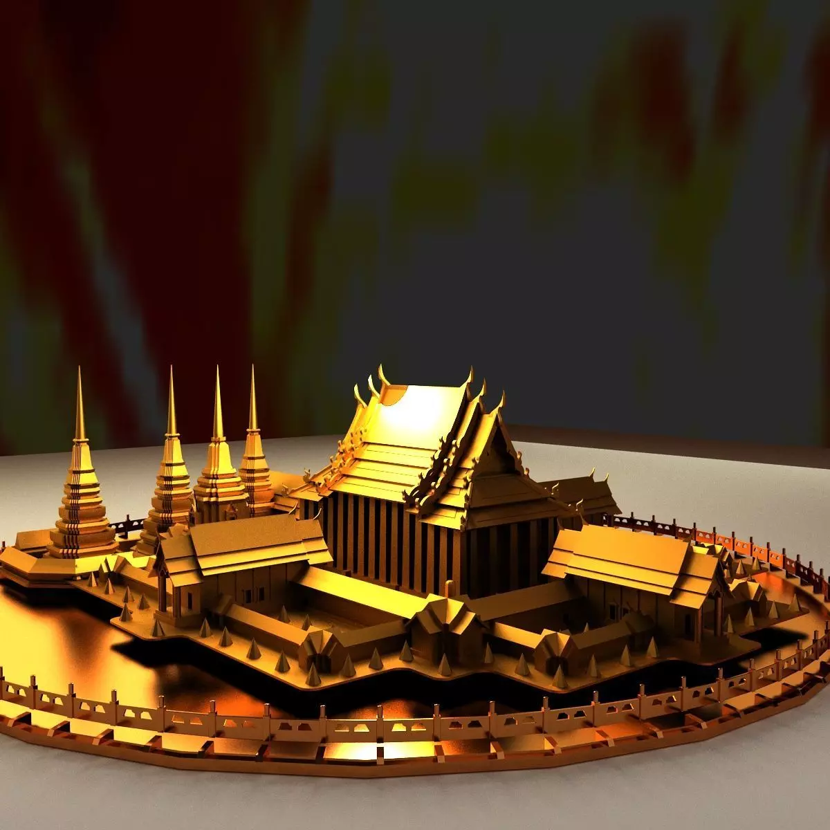 Chinese ancient temple 3D model_0