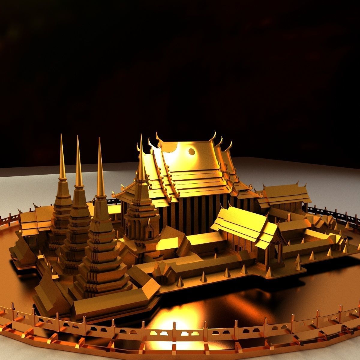 Chinese ancient temple 3D model_1