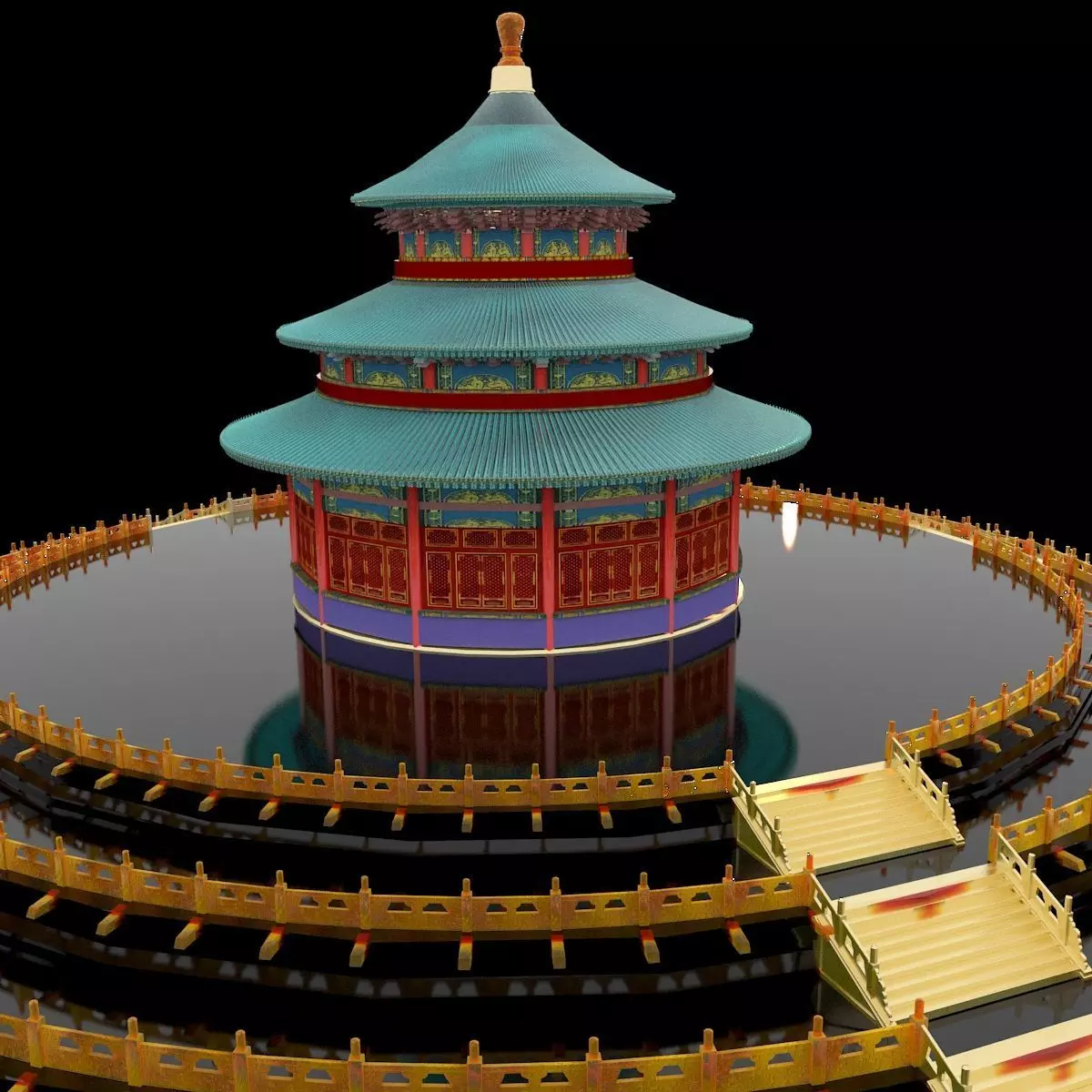Chinese palace temple 3D model_0