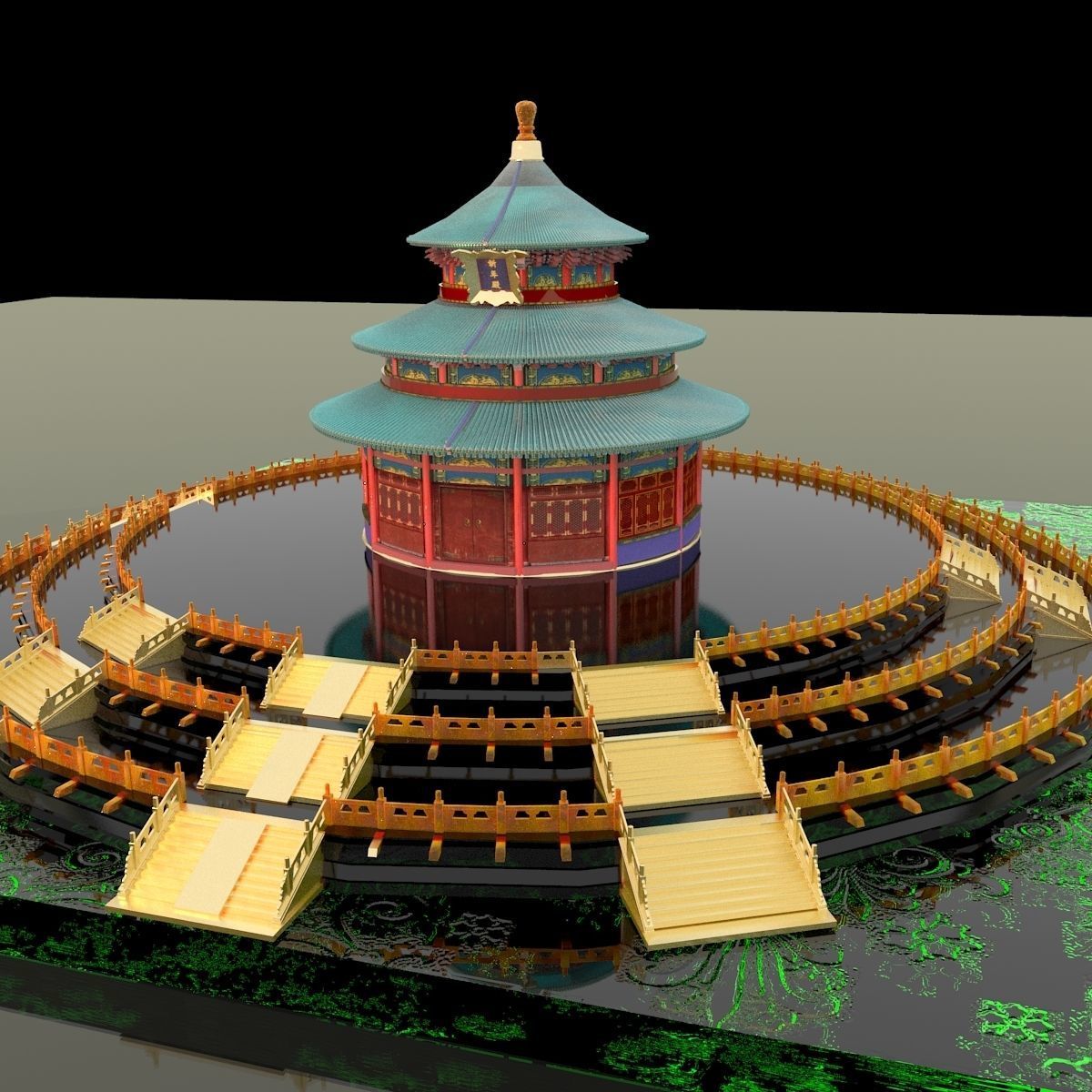 Chinese palace temple 3D model_4