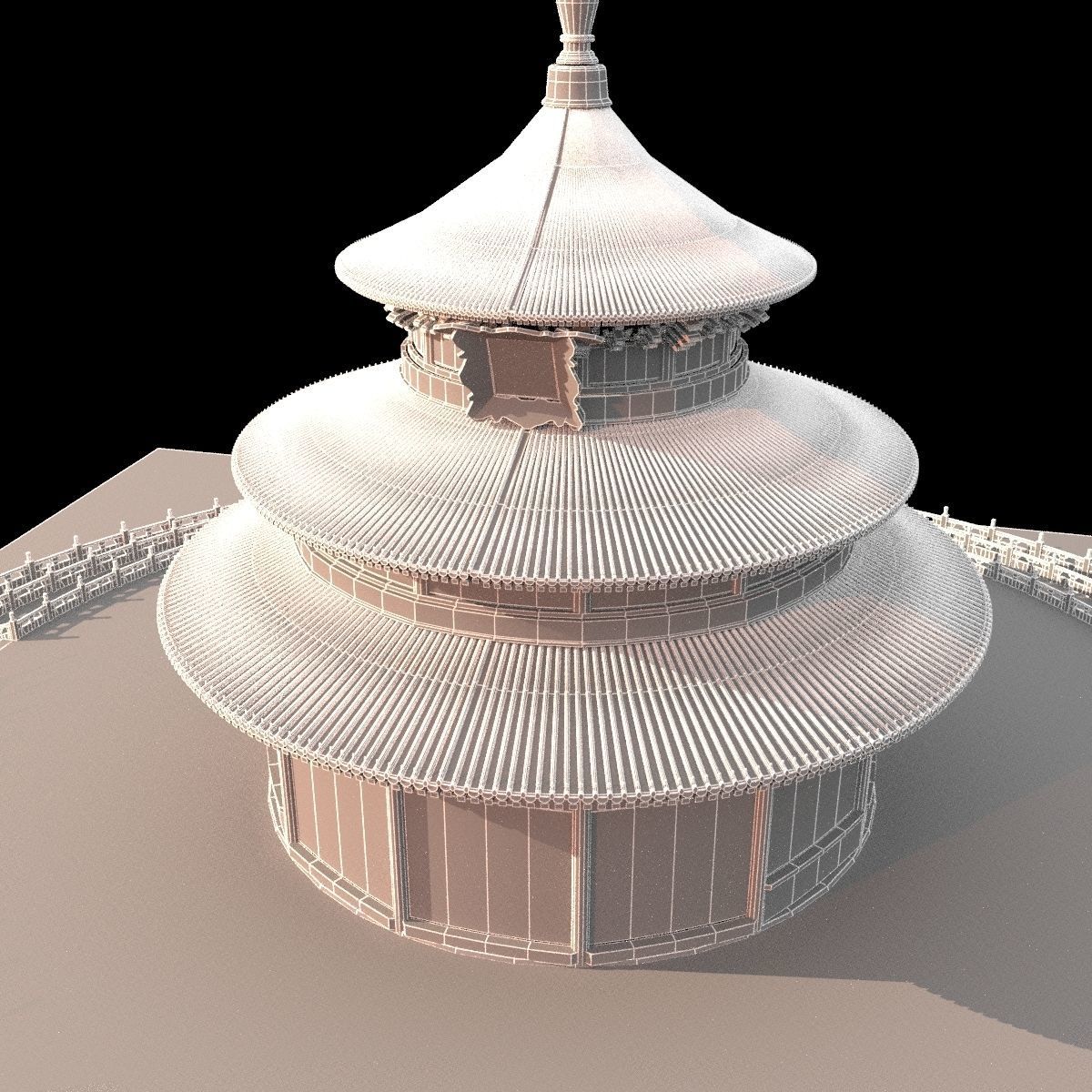 Chinese palace temple 3D model_5