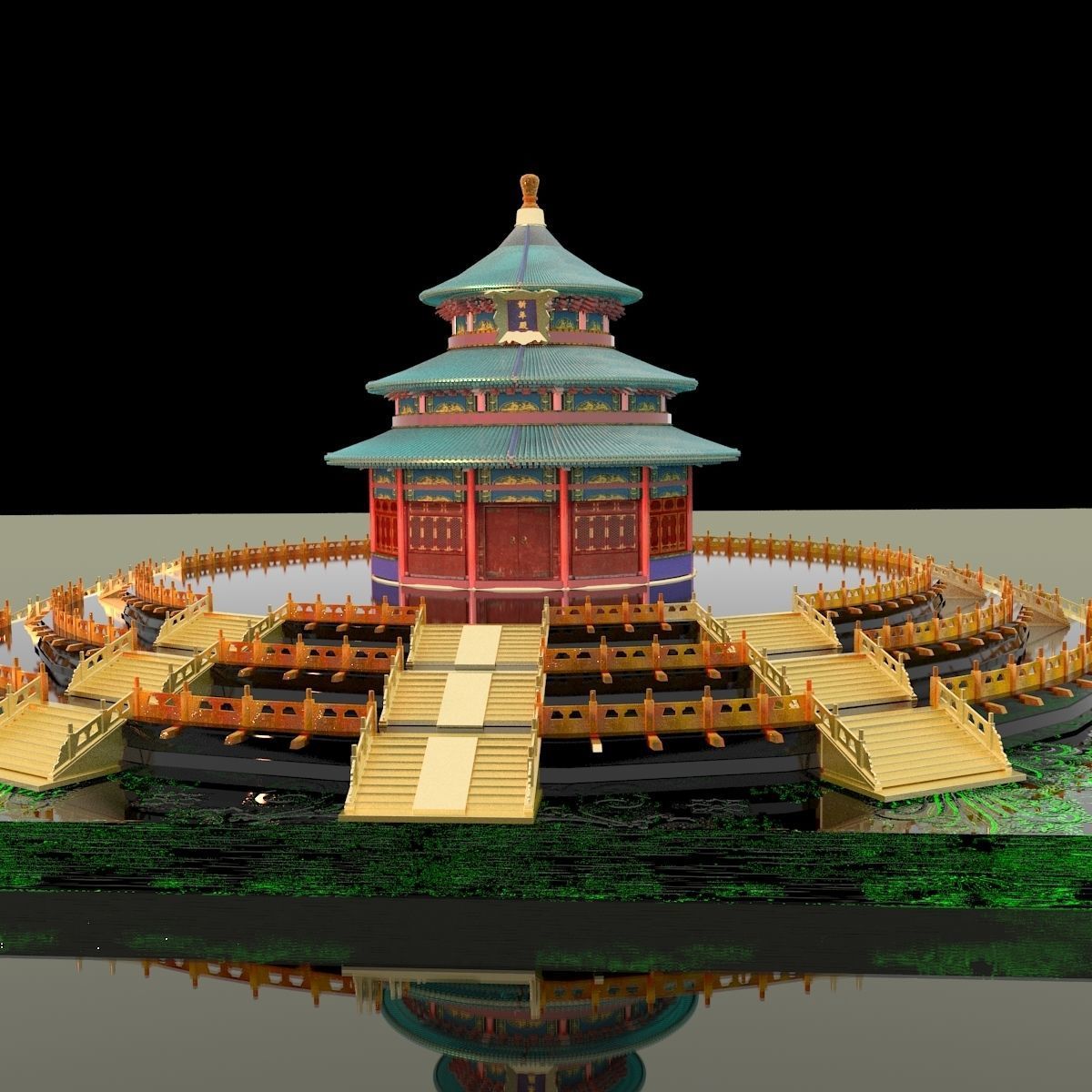 Chinese palace temple 3D model_2