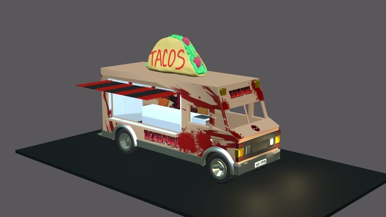 Food truck deadpool marvel legends 3D print model_2