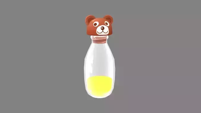 Cartoon drink - bear glass bottle - cork