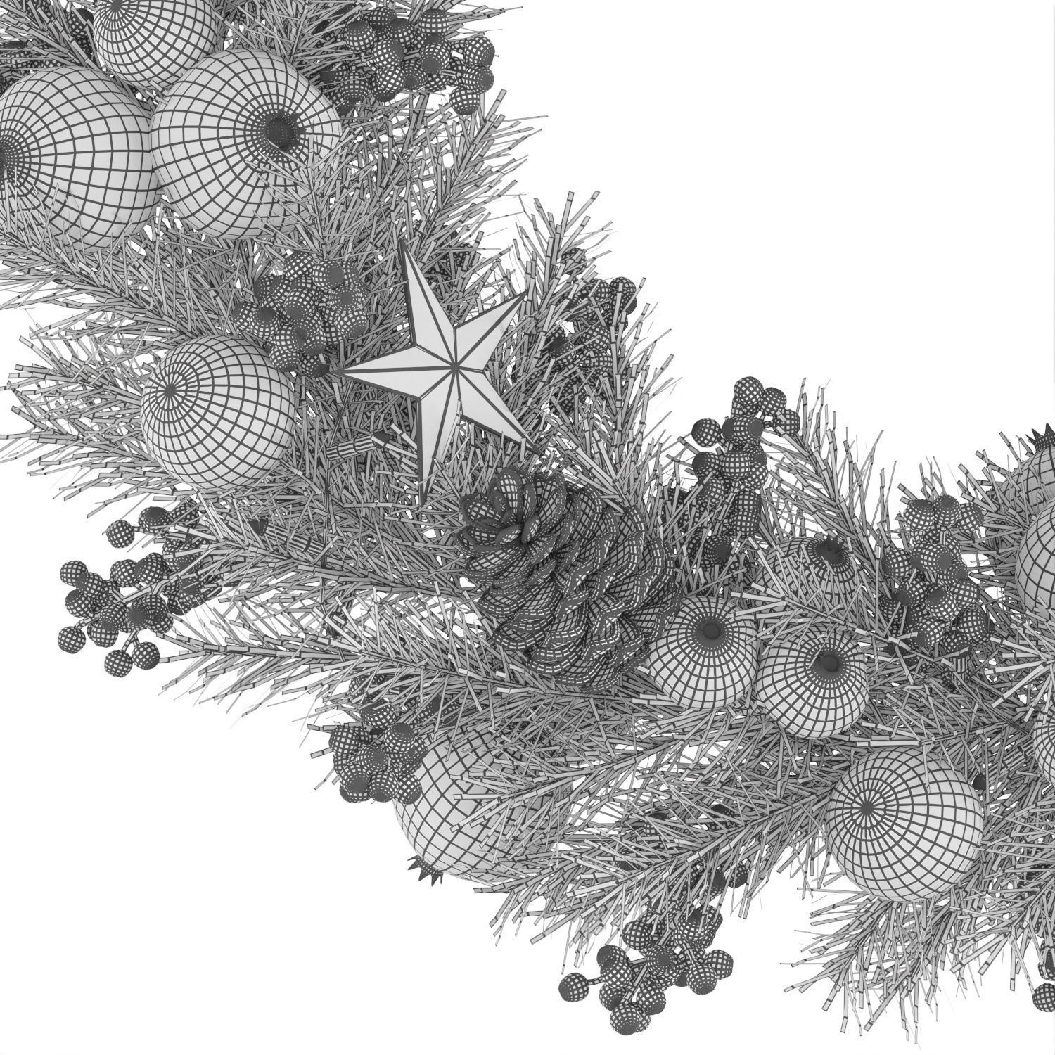 Christmas wreath 2 3D model_3