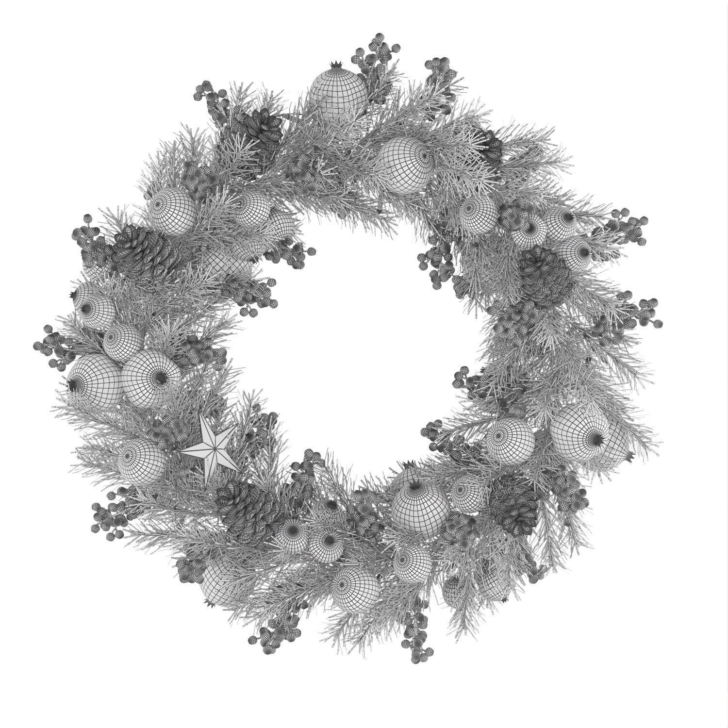 Christmas wreath 2 3D model_1
