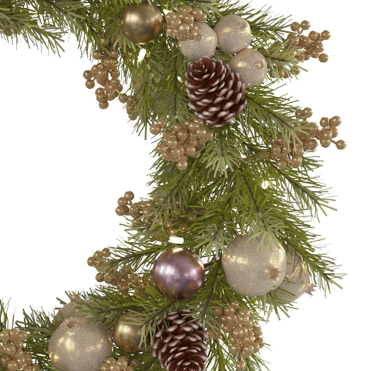 Christmas wreath 2 3D model_4