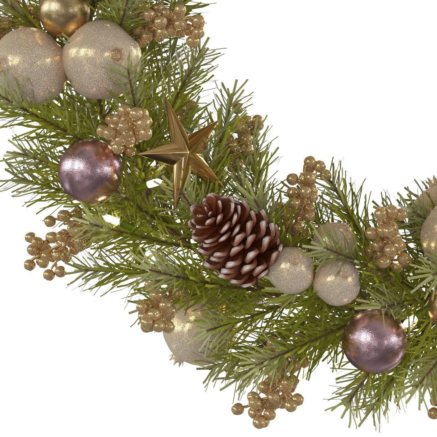 Christmas wreath 2 3D model_2