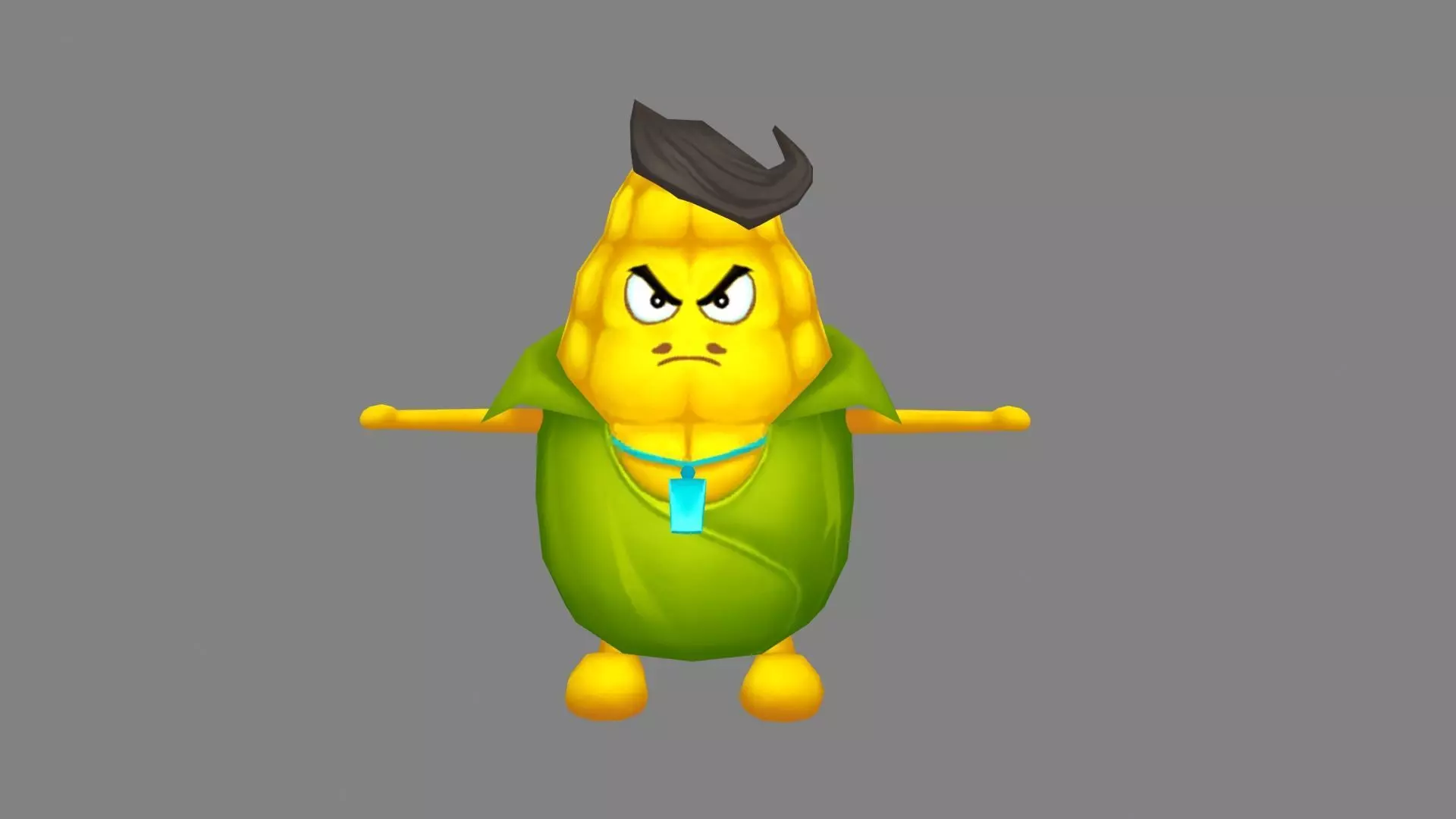 Cartoon vegetable mascot - corn man Low-poly 3D model