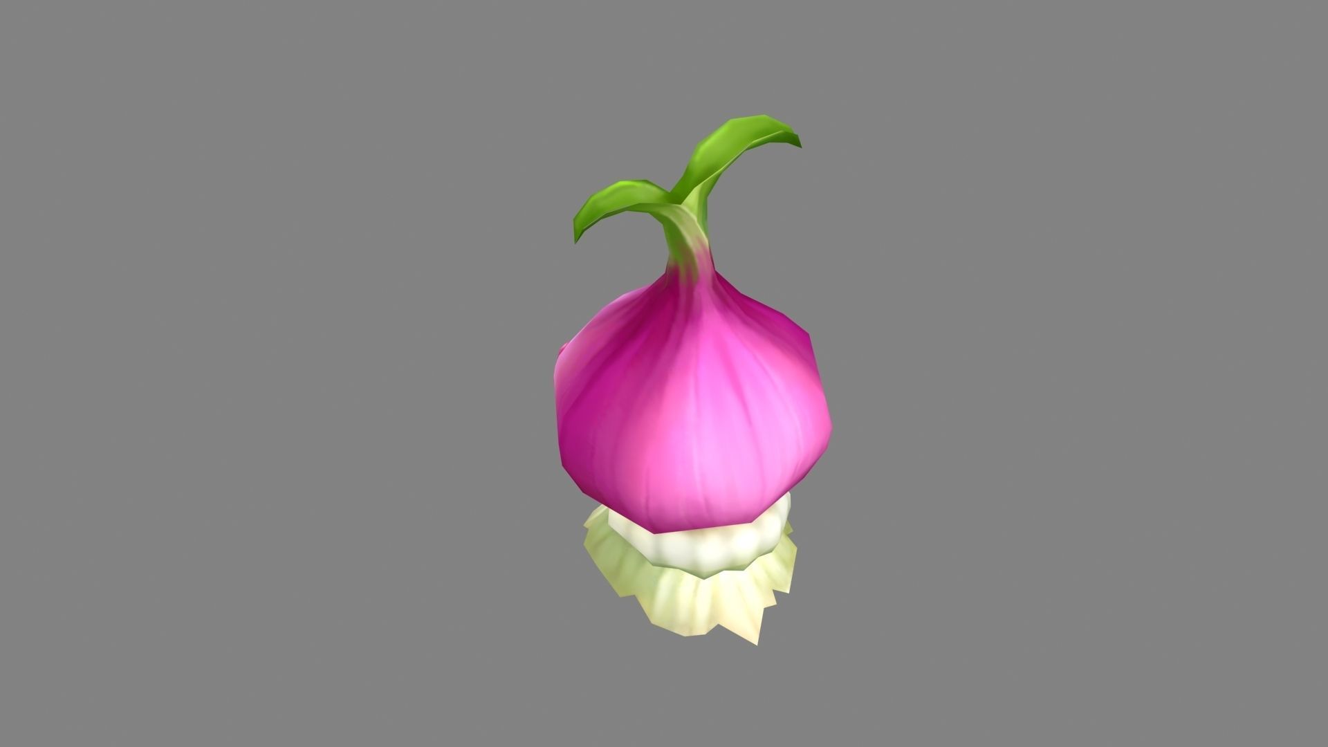 Cartoon vegetable mascot - onion beauty Low-poly 3D model_2