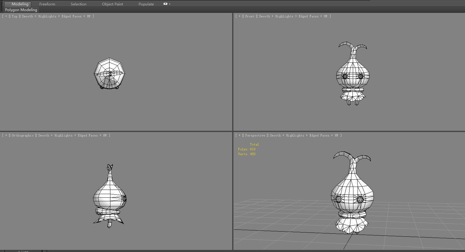 Cartoon vegetable mascot - onion beauty Low-poly 3D model_5