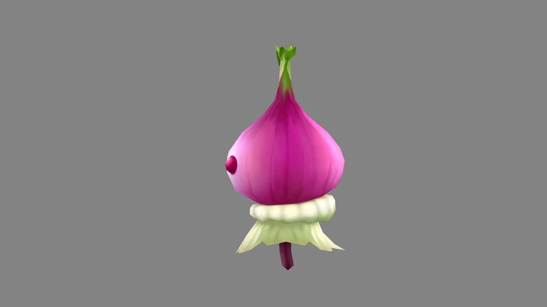 Cartoon vegetable mascot - onion beauty Low-poly 3D model_1