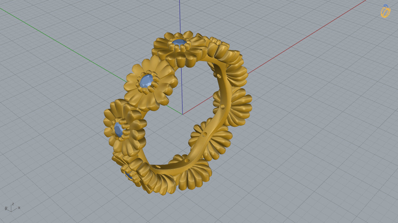 Flower Ring 3D print model_9