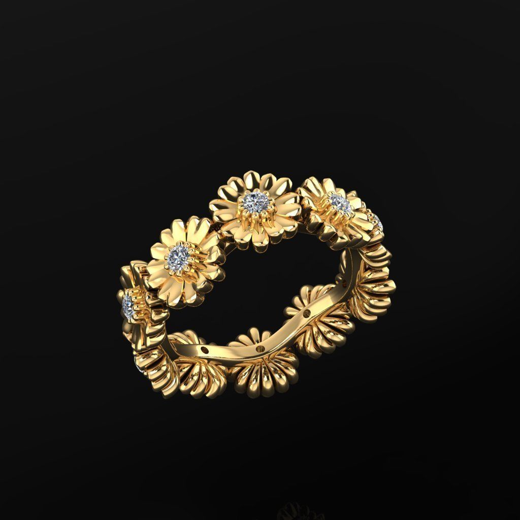 Flower Ring 3D print model_1