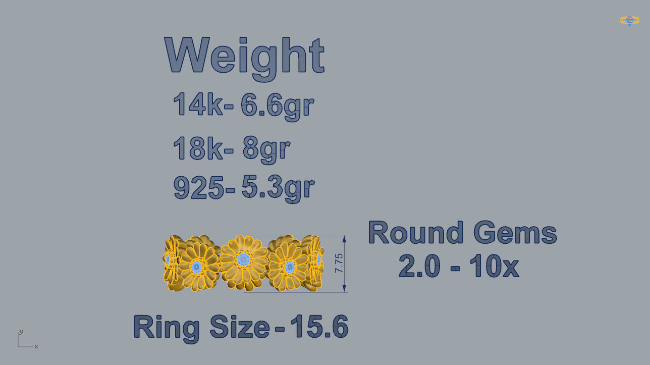 Flower Ring 3D print model_3