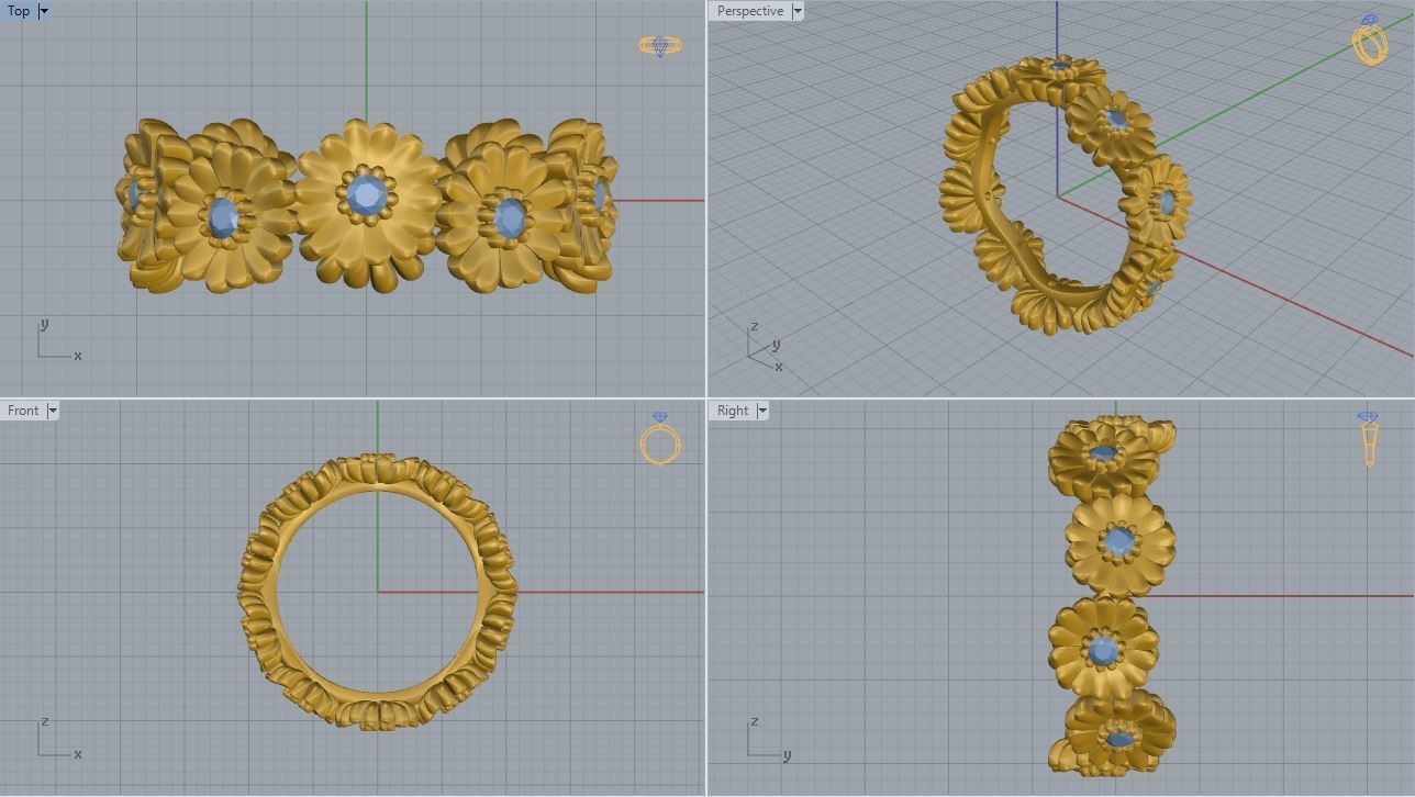 Flower Ring 3D print model_5