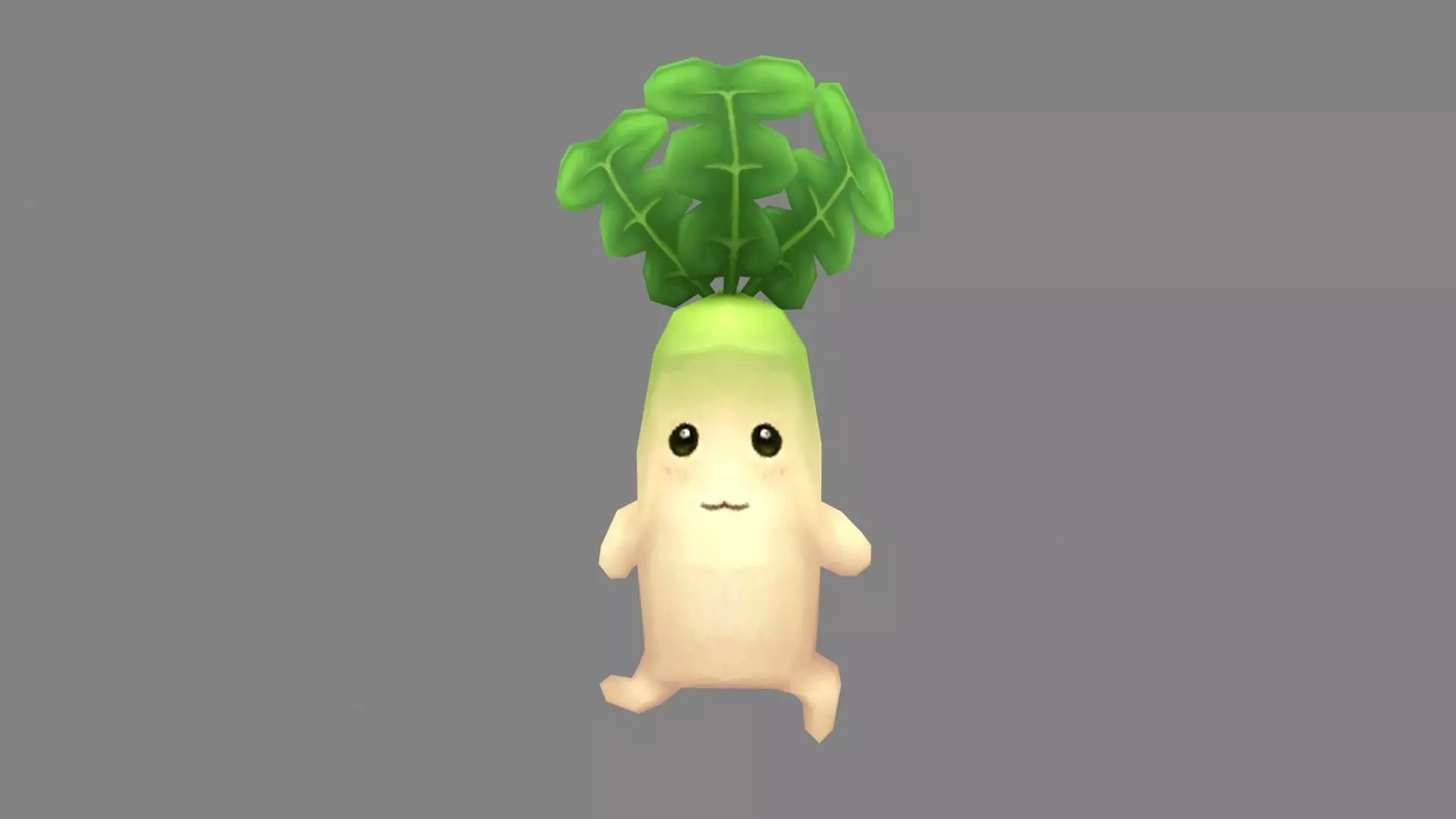 Cartoon vegetable mascot - radish boy Low-poly 3D model