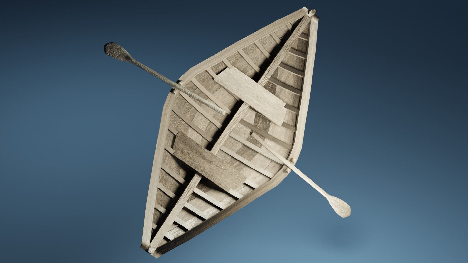 Rowboat wooden boat 3D model_11