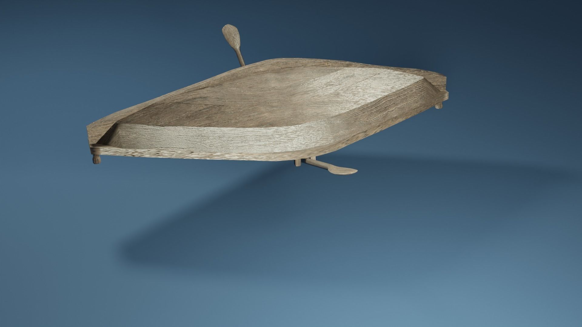 Rowboat wooden boat 3D model_8