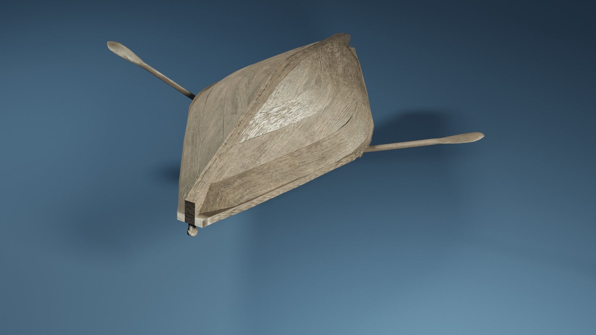 Rowboat wooden boat 3D model_6