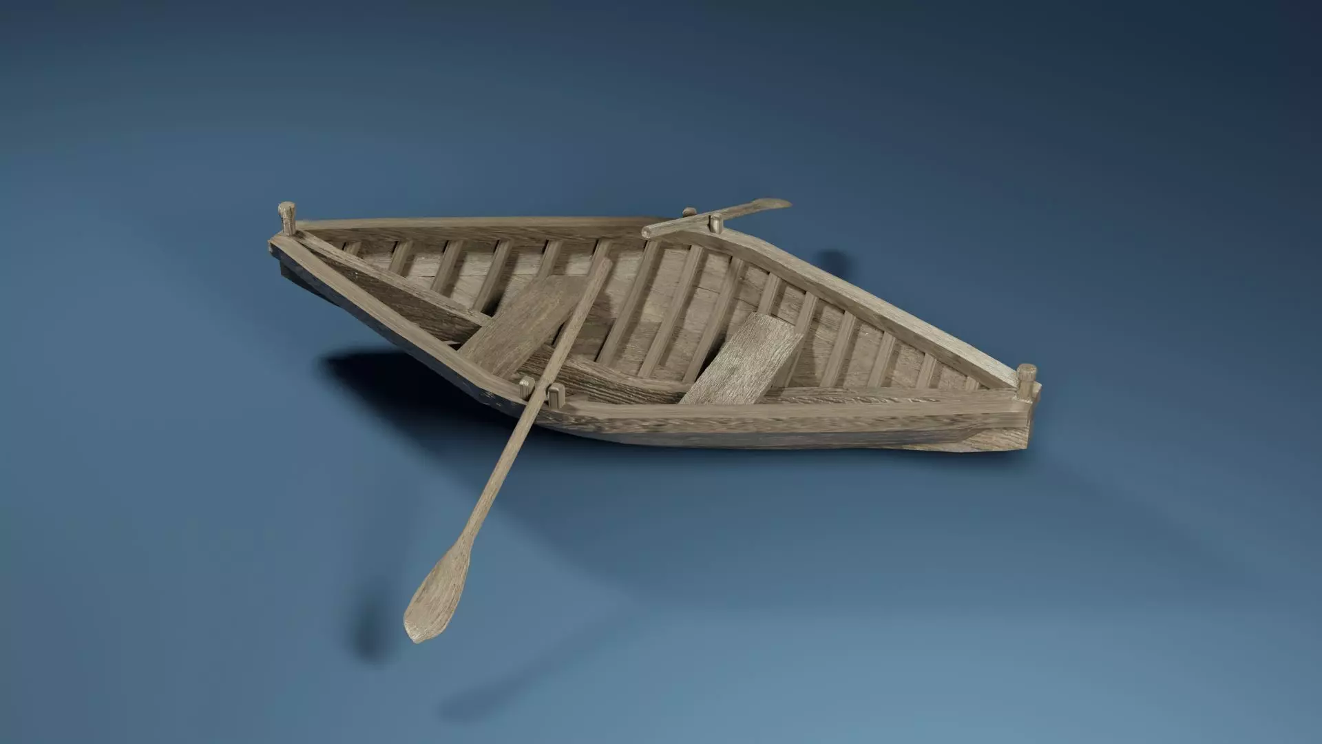 Rowboat wooden boat 3D model_0