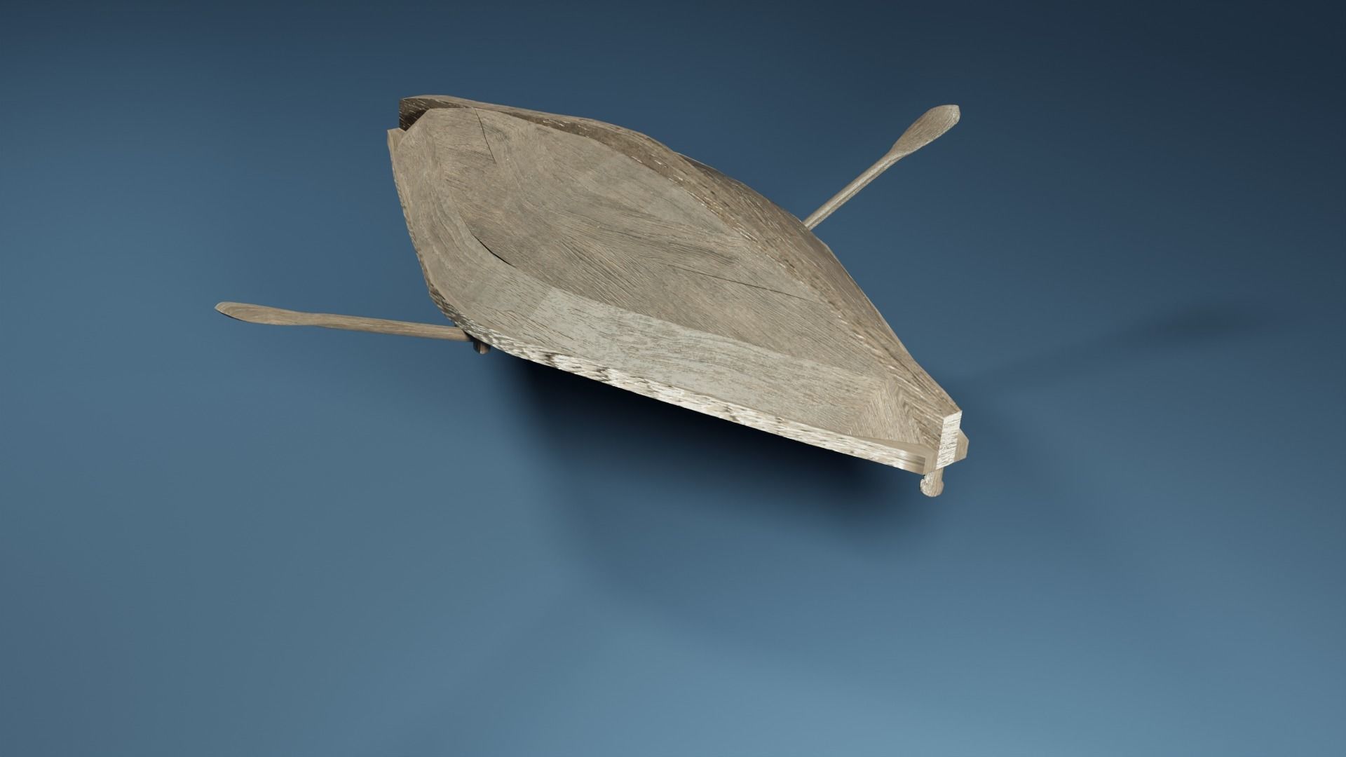 Rowboat wooden boat 3D model_7