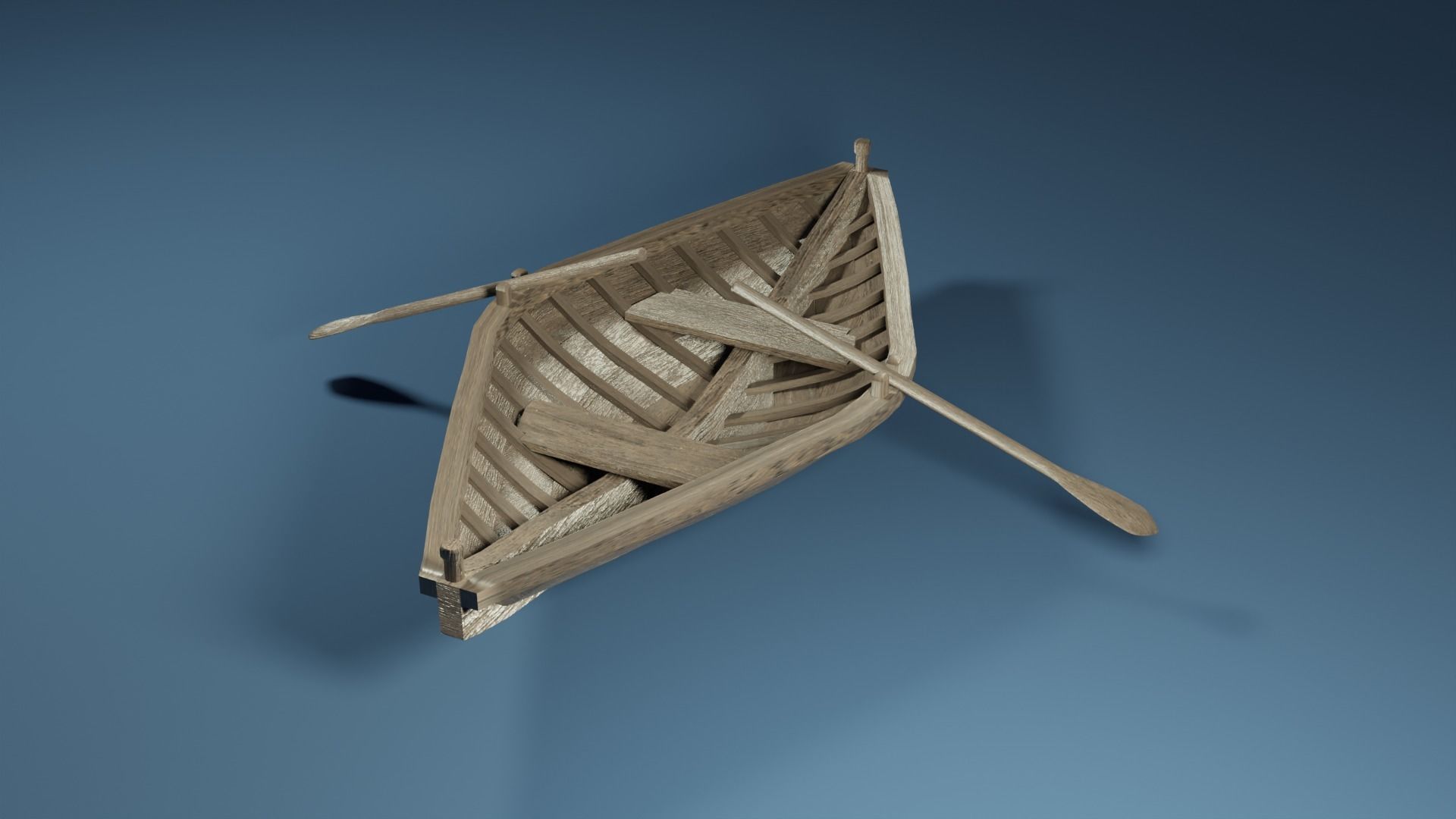 Rowboat wooden boat 3D model_5