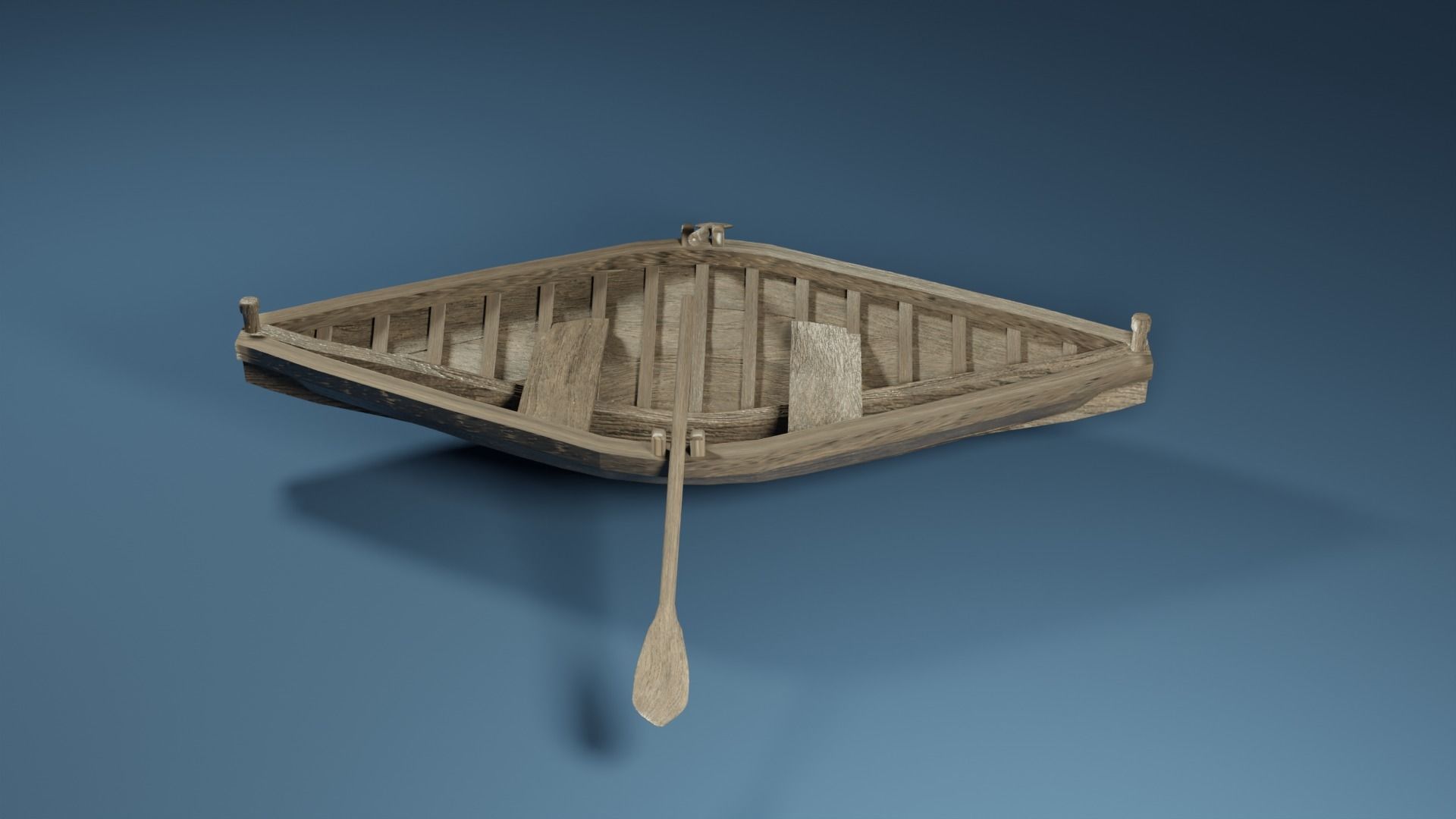 Rowboat wooden boat 3D model_4
